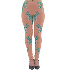 Turquoise Dragonfly Insect Paper Lightweight Velour Leggings