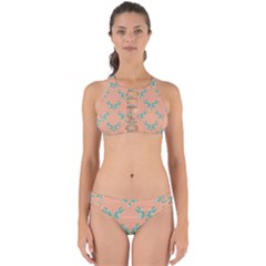 Turquoise Dragonfly Insect Paper Perfectly Cut Out Bikini Set