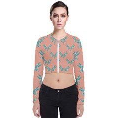 Turquoise Dragonfly Insect Paper Long Sleeve Zip Up Bomber Jacket