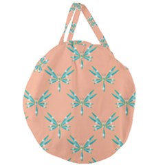 Turquoise Dragonfly Insect Paper Giant Round Zipper Tote
