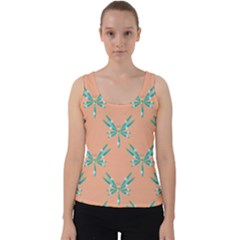 Turquoise Dragonfly Insect Paper Velvet Tank Top