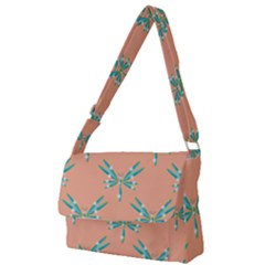 Turquoise Dragonfly Insect Paper Full Print Messenger Bag by Alisyart