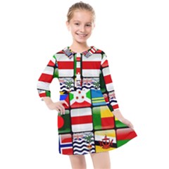 National Flags 1 Kids  Quarter Sleeve Shirt Dress by ArtworkByPatrick