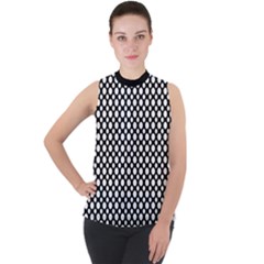 Dot Dots Dotted 2 Black Black Mock Neck Chiffon Sleeveless Top by impacteesstreetwearten