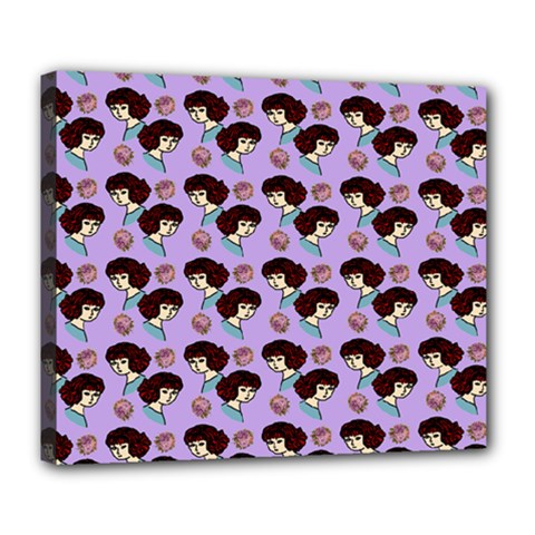 Redhead Girl Pattern Lilac Deluxe Canvas 24  X 20  (stretched) by snowwhitegirl