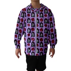 Girl Flower Pattern Lilac Kids  Hooded Windbreaker by snowwhitegirl