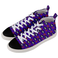 Girl Flower Pattern Royal Blue Men s Mid-top Canvas Sneakers by snowwhitegirl