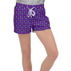 Girl Flower Pattern Royal Blue Women s Velour Lounge Shorts by snowwhitegirl