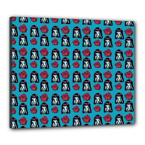 Girl Flower Pattern Blue Canvas 24  X 20  (stretched)