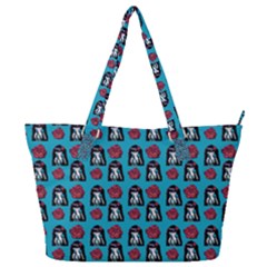 Girl Flower Pattern Blue Full Print Shoulder Bag by snowwhitegirl