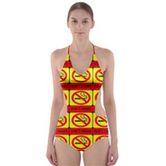 Dont Smoke Cut-out One Piece Swimsuit by ArtworkByPatrick