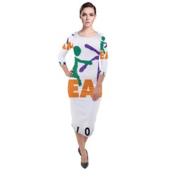 Usda Team Nutrition Logo Quarter Sleeve Midi Velour Bodycon Dress by abbeyz71