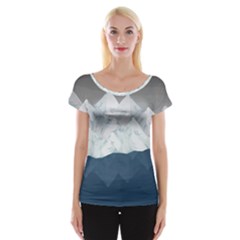 Snow Mountains Sea Sun Landscape Cap Sleeve Top by Wegoenart