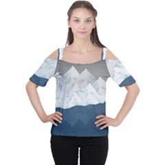 Snow Mountains Sea Sun Landscape Cutout Shoulder Tee