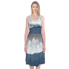 Snow Mountains Sea Sun Landscape Midi Sleeveless Dress by Wegoenart