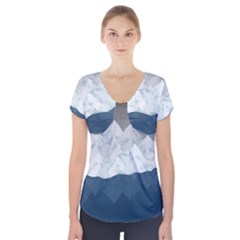 Snow Mountains Sea Sun Landscape Short Sleeve Front Detail Top by Wegoenart