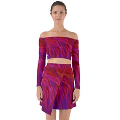 Background Texture Pattern Off Shoulder Top With Skirt Set by Wegoenart