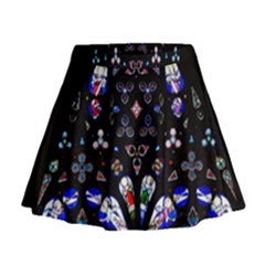 Barcelona Cathedral Spain Stained Glass Mini Flare Skirt by Wegoenart