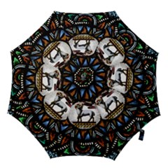 Spain Catalonia Montserrat Church  Stained Glass Hook Handle Umbrellas (small) by Wegoenart