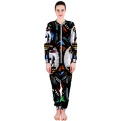 Spain Catalonia Montserrat Church  Stained Glass Onepiece Jumpsuit (ladies)  by Wegoenart