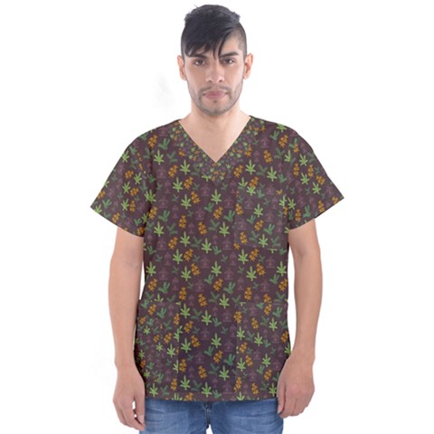 Tribal Leaves House Art Tribal Art Men s V-neck Scrub Top by Wegoenart