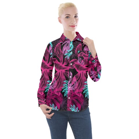 Leaves Women s Long Sleeve Pocket Shirt by Sobalvarro