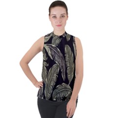 Jungle Mock Neck Chiffon Sleeveless Top by Sobalvarro