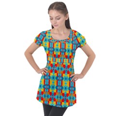 Pop Art  Puff Sleeve Tunic Top by Sobalvarro