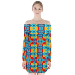 Pop Art  Long Sleeve Off Shoulder Dress by Sobalvarro