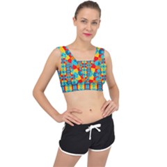 Pop Art  V-back Sports Bra by Sobalvarro