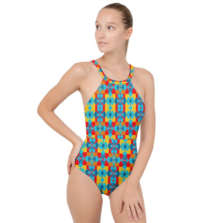 Pop Art  High Neck One Piece Swimsuit