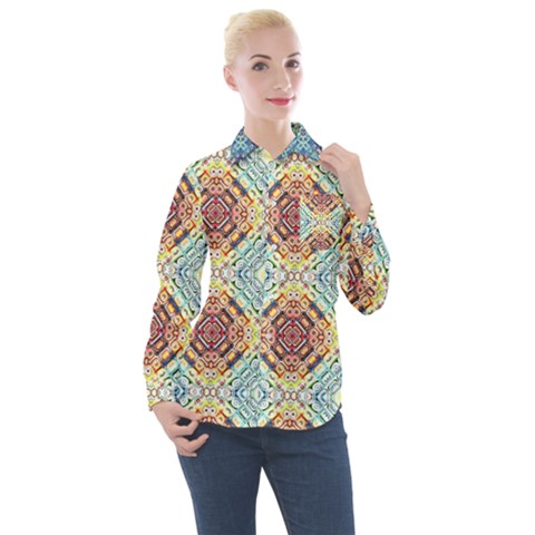 Pattern Women s Long Sleeve Pocket Shirt by Sobalvarro