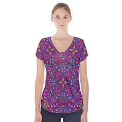 Kaleidoscope  Short Sleeve Front Detail Top by Sobalvarro