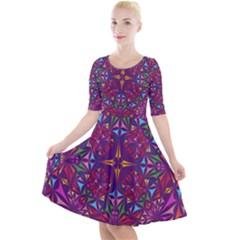 Kaleidoscope  Quarter Sleeve A-line Dress by Sobalvarro