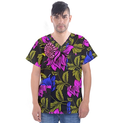 Botany  Men s V-neck Scrub Top by Sobalvarro