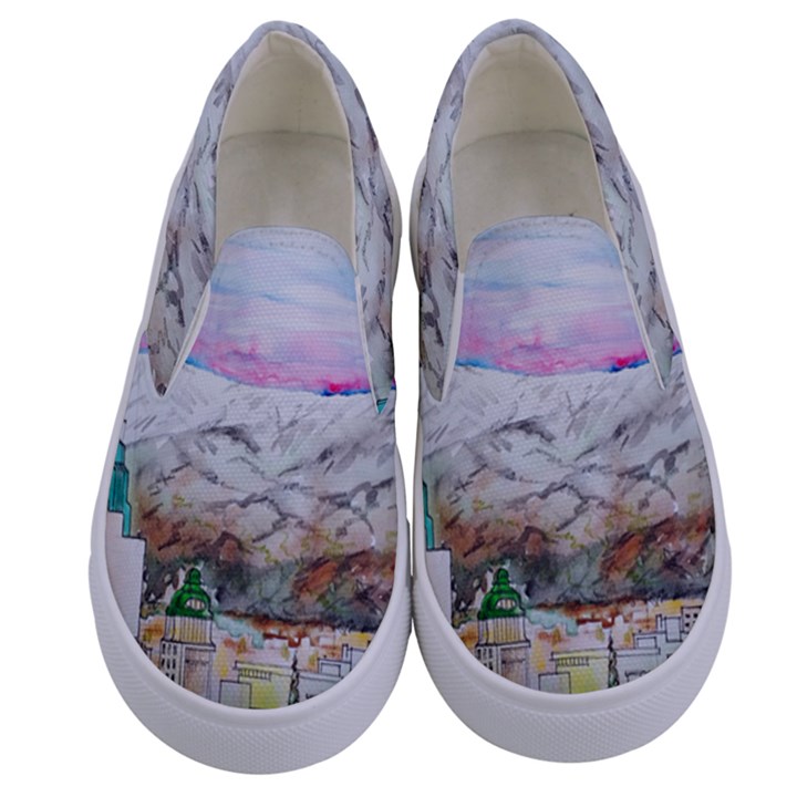 Mendoza City Argentina Mountains Kids  Canvas Slip Ons