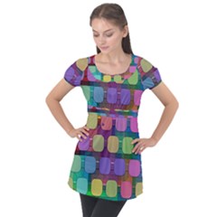 Pattern  Puff Sleeve Tunic Top by Sobalvarro