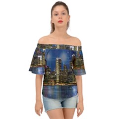 City Smart Modern Future Connect Off Shoulder Short Sleeve Top by Wegoenart