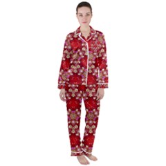 Design Pattern Texture Satin Long Sleeve Pyjamas Set