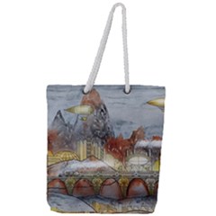 Airships Flight Travel Sky Full Print Rope Handle Tote (large) by Wegoenart