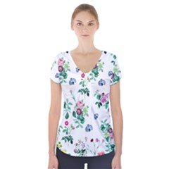 Leaves Short Sleeve Front Detail Top by Sobalvarro