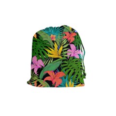 Tropical Greens Drawstring Pouch (medium) by Sobalvarro