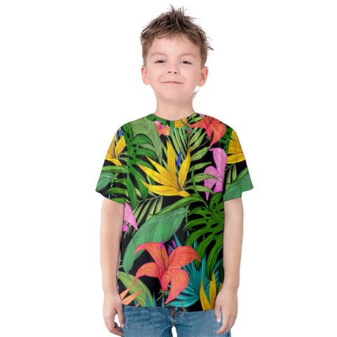 Tropical Greens Kids  Cotton Tee by Sobalvarro