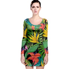 Tropical Greens Long Sleeve Bodycon Dress by Sobalvarro