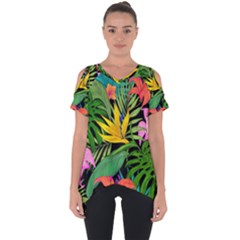 Tropical Greens Cut Out Side Drop Tee by Sobalvarro