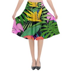 Tropical Greens Flared Midi Skirt by Sobalvarro