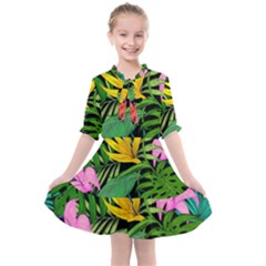 Tropical Greens Kids  All Frills Chiffon Dress by Sobalvarro