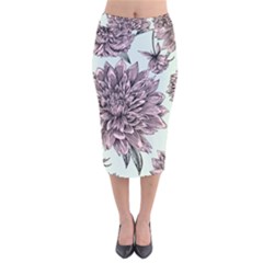 Flowers Velvet Midi Pencil Skirt by Sobalvarro