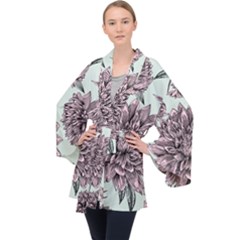 Flowers Long Sleeve Velvet Kimono  by Sobalvarro