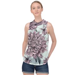 Flowers High Neck Satin Top by Sobalvarro